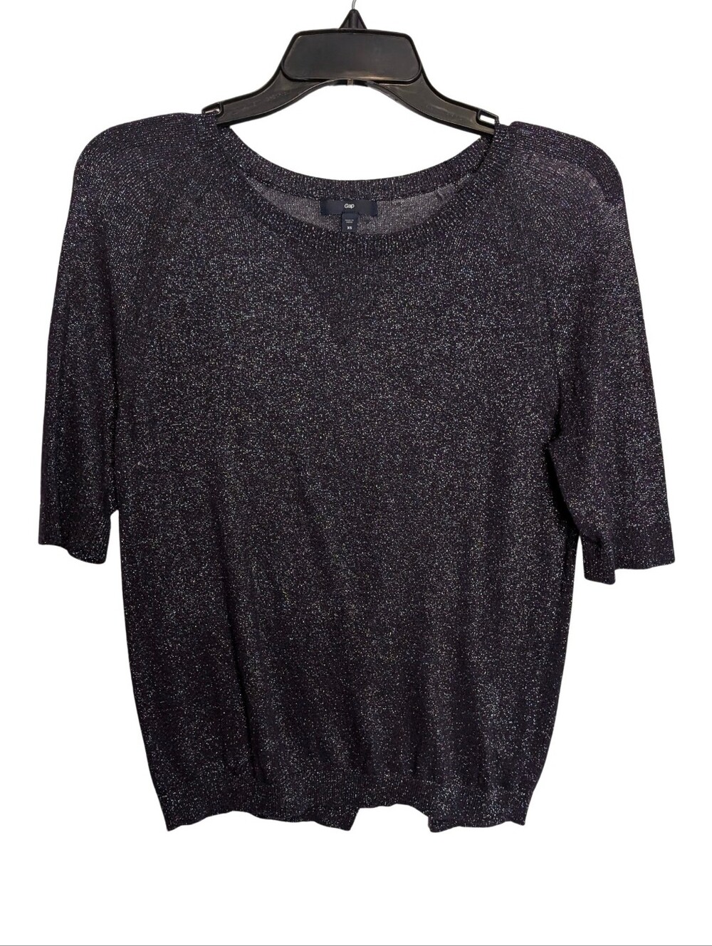 Sparkle Semi Sheer Knit Top in Deep Navy. Size XS